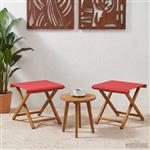 vidaXL Ligstoel 2 pcs massief eucalyptushout Rood
