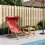 vidaXL Ligstoel 3 Positie massief eucalyptushout Rood