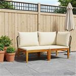 vidaXL 2 st Tuin Loungeset met Kussens Massief acaciahout & touw