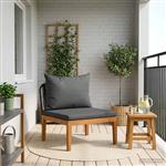 vidaXL Tuin Midden Sofa met Kussens Massief acaciahout & touw Naturel