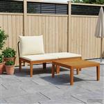 vidaXL 3 st Tuin Loungeset met Kussens Massief acaciahout & touw