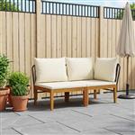 vidaXL 2 st Tuin Loungeset met Kussens Massief acaciahout & touw