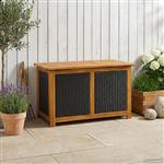 vidaXL Tuinopslagdoos 185 L Massief Acaciahout 90 x 50 x 56 cm Zwart