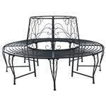 vidaXL Boom bank 8-Aantal zitplaatsen Ø 160 x 89 cm Staal Zwart Rond