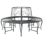 vidaXL Boom bank 8-Aantal zitplaatsen Ø 160 x 89 cm Staal Zilvergrijs