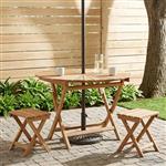 vidaXL Vouw Tuin Tafel Naturel Ø 110 x 75 cm Massief Teakhout