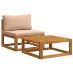 vidaXL Hoekbank met kussens 100 % polyester Massief Acacia Naturel
