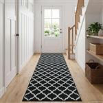 vidaXL Vloerkleedloper LESAKA Zwart en wit 50 x 150 cm Diamantvelours