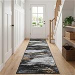 vidaXL Vloerkleedloper LESAKA Zwart en Goud 80 x 100 cm Diamantvelours