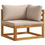 vidaXL Hoekbank met kussens 100 % polyester Massief Acacia Naturel