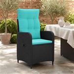 vidaXL Verstelbare tuinstoel Zwart en Turquoise poly rattan