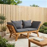 vidaXL 3-in-1 Tuinbank met Kussens Massief Acaciahout Donkergrijs