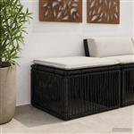 vidaXL voetensteun Zwart poly rattan