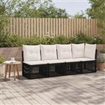 vidaXL 4-Zits Sofa met Linkerarm 4 st 4-Aantal zitplaatsen Zwart