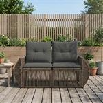 vidaXL Tuinbank 2-Aantal zitplaatsen Grijs poly rattan