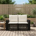 vidaXL Tuinbank 2-Aantal zitplaatsen Zwart poly rattan