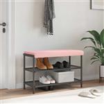 vidaXL Bankkussen Sherpa Stof Roze Diepte 35 cm