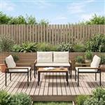 vidaXL tuinmeubelset 4 st Crèmewit poly rattan