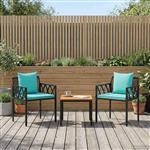 vidaXL tuinmeubelset 3 st Zwart en Turquoise poly rattan