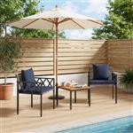 vidaXL tuinmeubelset 3 st Grijs en Marineblauw poly rattan