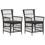 vidaXL Tuinstoelen 2 st Zwart PE rattan, Staal en Polyester Stof