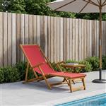 vidaXL Opvouwbare zonnebed 3 Positie Massief Eucalyptus Hout Rood
