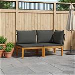 vidaXL 2 st Tuin Loungeset met Kussens Massief acaciahout & touw