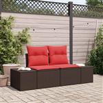 vidaXL Tuinbank met kussen met opslag 184 x 62 x 69 cm poly rattan