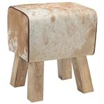 vidaXL Bank 40 x 30 x 45 cm Echt Leer Bruin en wit