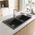 vidaXL Keuken Wasbak Dubbele Wasbak Graniet 86 x 51 x 30 cm Grafiet