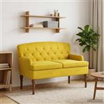 vidaXL Loungebank met knopencomfort Lichtgeel 111 x 65 x 79 cm Fluweel