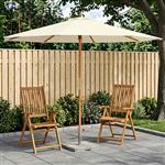 vidaXL Parasol Ø 300 x 248 cm massief eucalyptushout Crèmewit