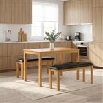 vidaXL Eetbank 95 x 32 x 45 cm Massief Eikenhout Zwart