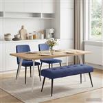 vidaXL Bank met knoopverstelling Politieblauw 110 x 40 x 46 cm fluweel