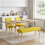 vidaXL Kanaal-geplooide bank Lichtgeel 110 x 40 x 46 cm Stof