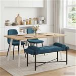 vidaXL Knop-gestept Bankje met Kussens Blauw 110 x 40 x 46 cm fluweel