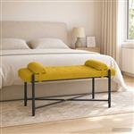 vidaXL Knop-gestept Bankje met Kussens Geel 110 x 40 x 46 cm fluweel