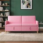 vidaXL Bank met opslag Roze 172 x 78 x 87 cm Polyester
