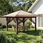 vidaXL Gazebo met 4 Zijwanden Crème en bruin
