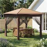 vidaXL Gazebo met 4 Zijwanden 2,6 x 2,6 m Beige en Bruin