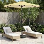 vidaXL Tuinparasol met LED-lampen en voet 230 x 230 cm Polyester