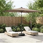 vidaXL Tuinparasol met LED-lampen en voet 200 x 300 cm Polyester Taupe