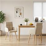 vidaXL Eettafelstoelen 2 st Stof Crèmekleurig 60 x 56 x 85 cm