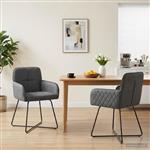 vidaXL Eettafelstoelen 2 st fluweel Donkergrijs 59 x 56,5 x 86 cm