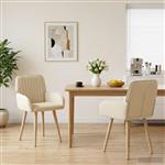 vidaXL Eettafelstoelen 2 st Stof Crèmekleurig 56,5 x 50 x 87,5 cm