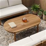 vidaXL Tafelblad 110 x 55 x 3,5 cm Ovaal Massief Teakhout Naturel