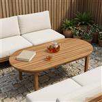 vidaXL Tafelblad 100 x 50 x 3,5 cm Ovaal Massief Teakhout Naturel