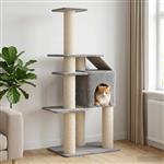 vidaXL Kattenboom met sisal krabpalen Lichtgrijs 183 cm