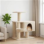 vidaXL Kattenboom met sisal krabpalen Crèmekleurig 96 cm