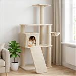 vidaXL Kattenboom met sisal krabpalen Crèmekleurig 173 cm